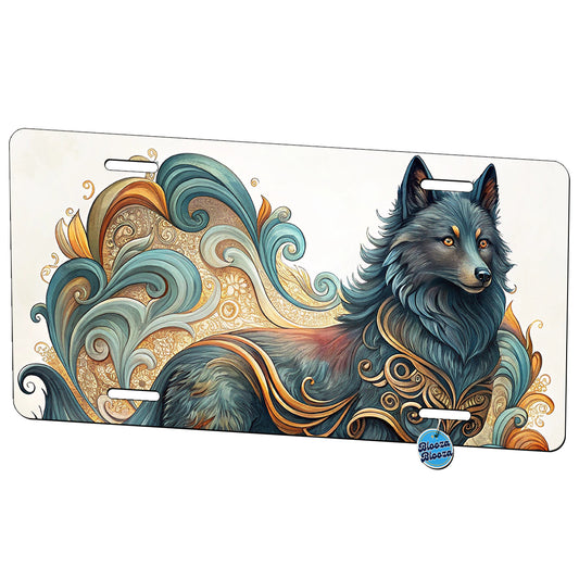 Schipperke Dog Art Nouveau Metal Vanity Novelty Tag License Plate for Trucks Cars SUVs