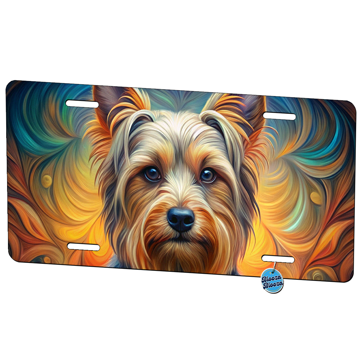 Silky Terrier Dog Art Nouveau Metal Vanity Novelty Tag License Plate for Trucks Cars SUVs