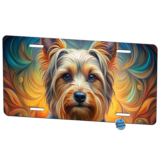 Silky Terrier Dog Art Nouveau Metal Vanity Novelty Tag License Plate for Trucks Cars SUVs