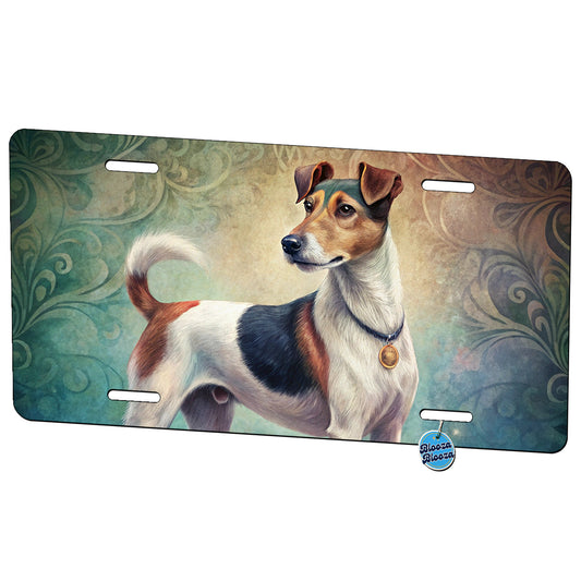 Smooth Fox Terrier Dog Art Nouveau Metal Vanity Novelty Tag License Plate for Trucks Cars SUVs