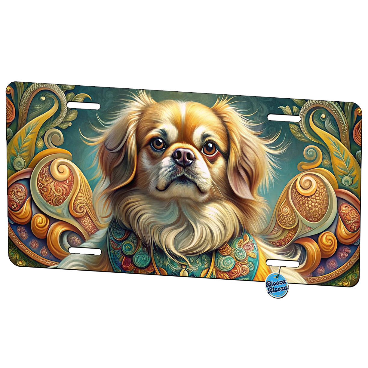 Tibetan Spaniel Dog Art Nouveau Metal Vanity Novelty Tag License Plate for Trucks Cars SUVs