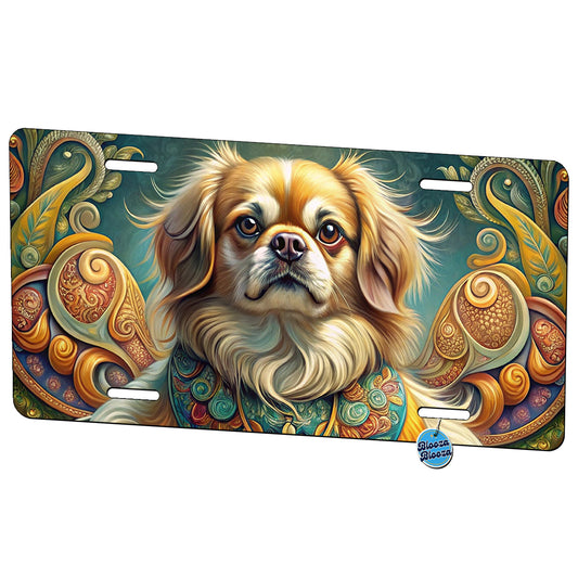Tibetan Spaniel Dog Art Nouveau Metal Vanity Novelty Tag License Plate for Trucks Cars SUVs