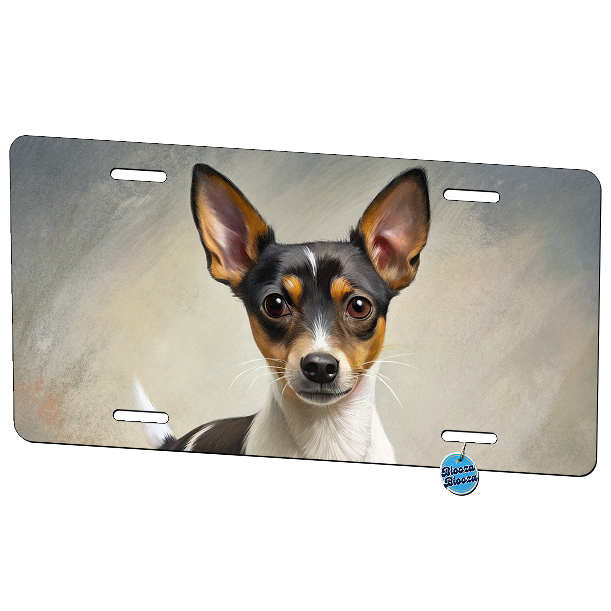Toy Fox Terrier Dog Illustration Metal Vanity Novelty Tag License Plate for Trucks Cars SUVs