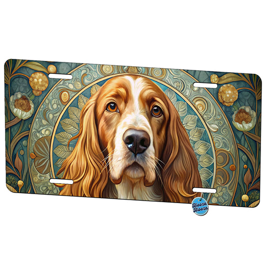 Welsh Springer Spaniel Dog Art Nouveau Metal Vanity Novelty Tag License Plate for Trucks Cars SUVs