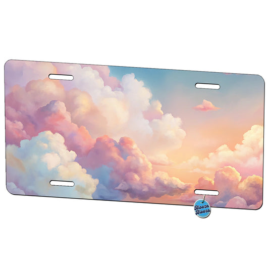Cloudy Sky Pastel Colors Metal Vanity Novelty Tag License Plate for Trucks Cars SUVs