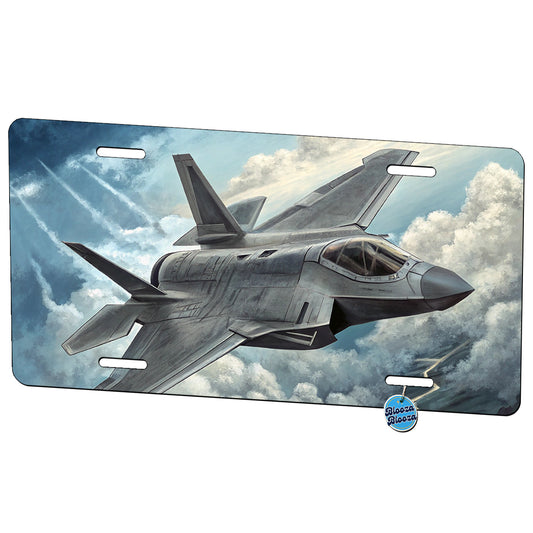 F-35 in Cloudy Sky US Air Force Navy Marines Plane Metal Vanity Novelty Tag License Plate for Trucks Cars SUVs