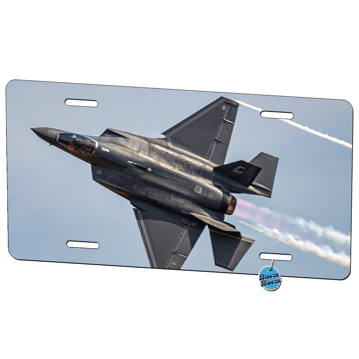F-35 Plane Afterburners Streaking Through Sky Metal Vanity Novelty Tag License Plate for Trucks Cars SUVs