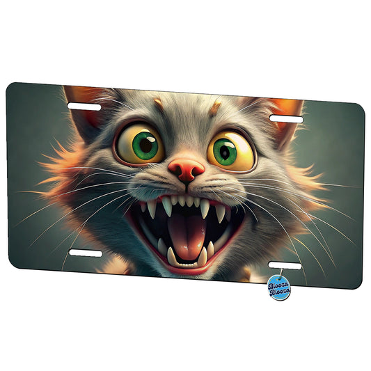 Funny Crazy Cat Metal Vanity Novelty Tag License Plate for Trucks Cars SUVs