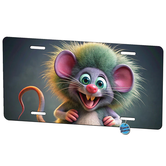 Funny Funky Crazy Mouse Metal Vanity Novelty Tag License Plate for Trucks Cars SUVs