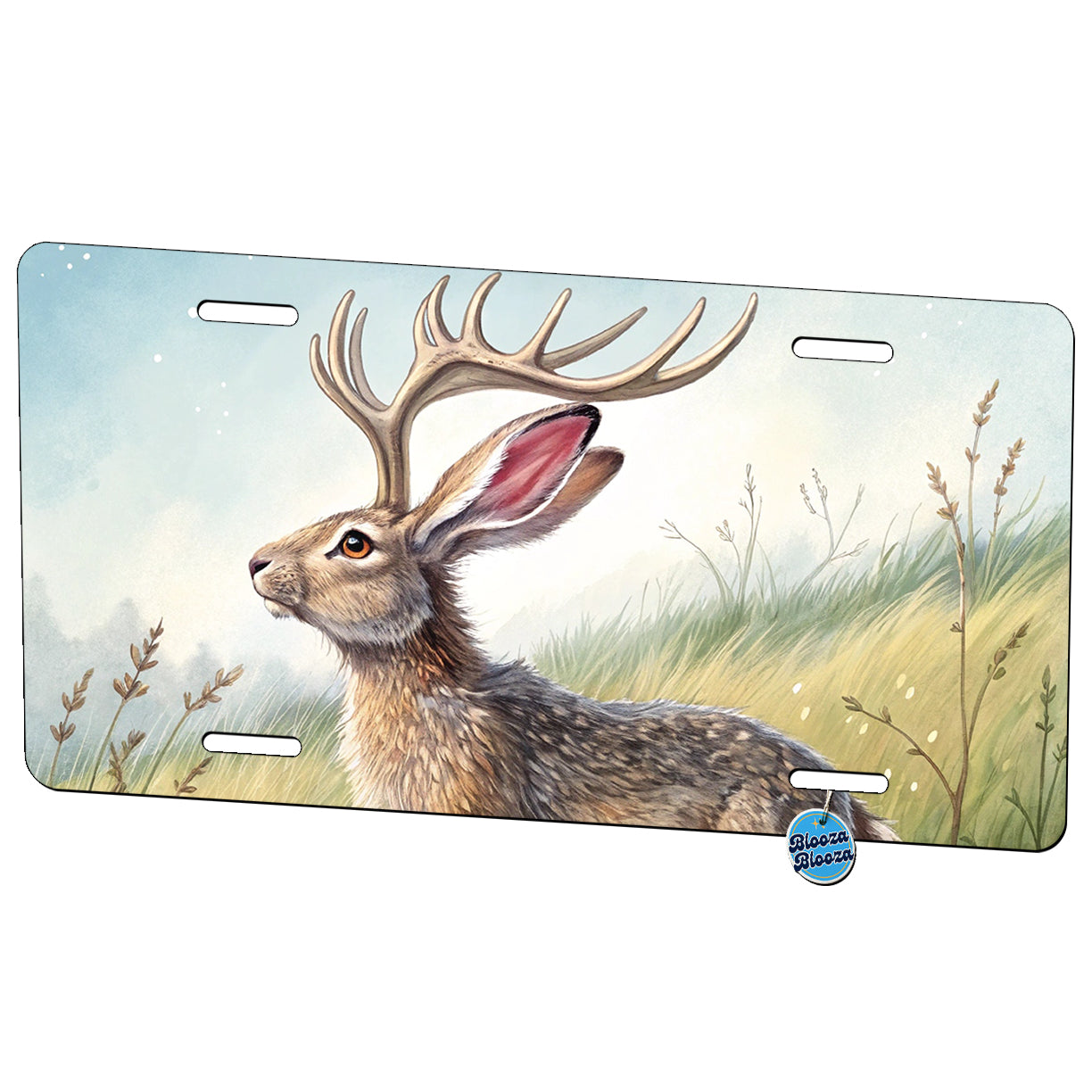 Jackalope Illustration Metal Vanity Novelty Tag License Plate for Trucks Cars SUVs