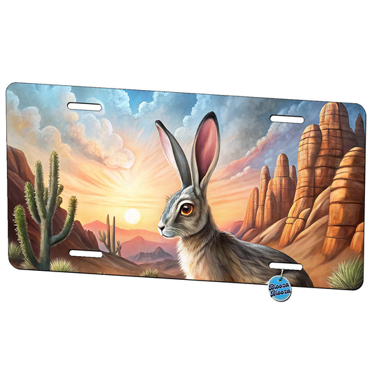Jackrabbit In Desert Metal Vanity Novelty Tag License Plate for Trucks Cars SUVs
