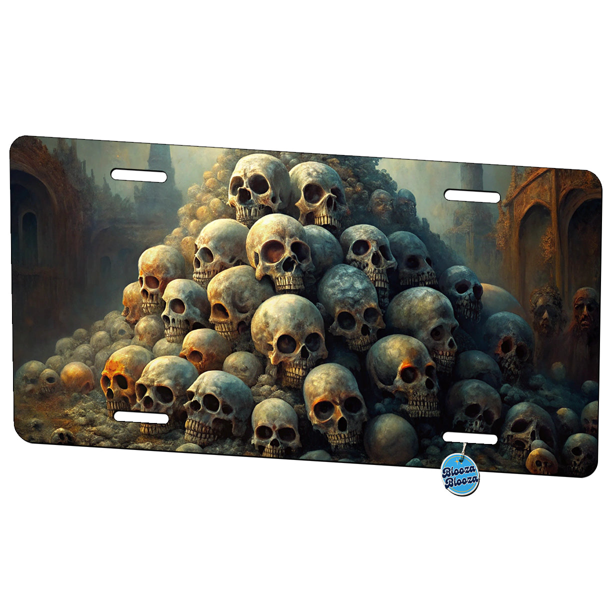 Pile Of Skulls Death Gothic Metal Vanity Novelty Tag License Plate for Trucks Cars SUVs