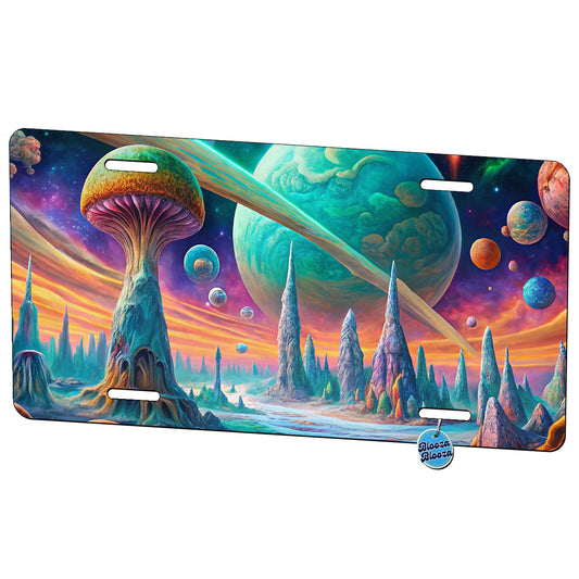 Psychedelic Alien Planet Vibrant Colors Metal Vanity Novelty Tag License Plate for Trucks Cars SUVs