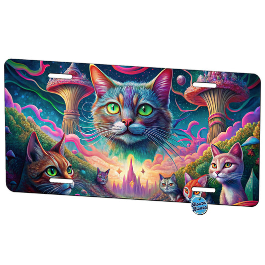 Psychedelic Cats Vibrant Colors Metal Vanity Novelty Tag License Plate for Trucks Cars SUVs