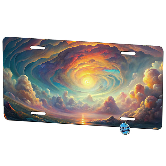 Psychedelic Cloudy Sky Pastel Colors Metal Vanity Novelty Tag License Plate for Trucks Cars SUVs
