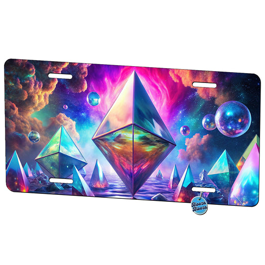 Psychedelic Crystals and Prisms Vibrant Colors Metal Vanity Novelty Tag License Plate for Trucks Cars SUVs