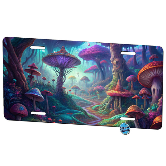 Psychedelic Fantasy Forest Vibrant Colors Metal Vanity Novelty Tag License Plate for Trucks Cars SUVs