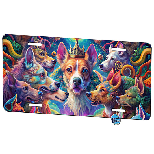Psychedelic Lots of Dogs Vibrant Colors Metal Vanity Novelty Tag License Plate for Trucks Cars SUVs