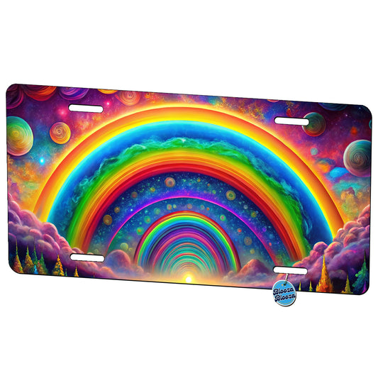Psychedelic Lots of Rainbows Colors Metal Vanity Novelty Tag License Plate for Trucks Cars SUVs