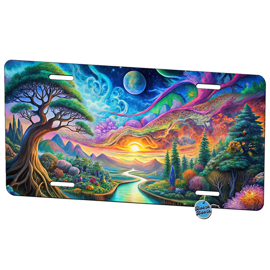 Psychedelic Nature Lake Vibrant Colors Metal Vanity Novelty Tag License Plate for Trucks Cars SUVs