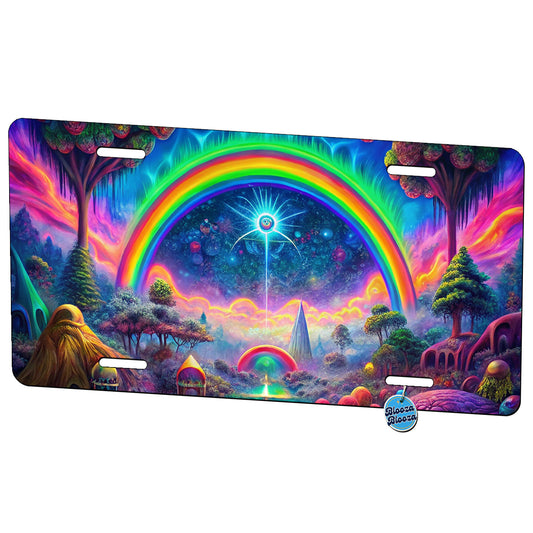 Psychedelic Rainbow Scene Metal Vanity Novelty Tag License Plate for Trucks Cars SUVs