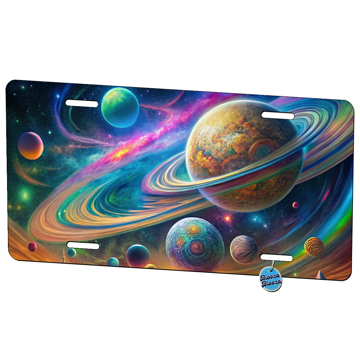 Psychedelic Solar System Space Design Metal Vanity Novelty Tag License Plate for Trucks Cars SUVs