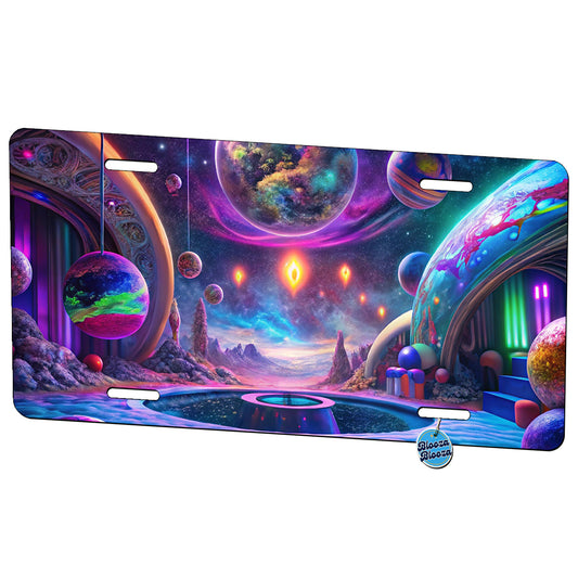 Psychedelic Space Planets Design Metal Vanity Novelty Tag License Plate for Trucks Cars SUVs