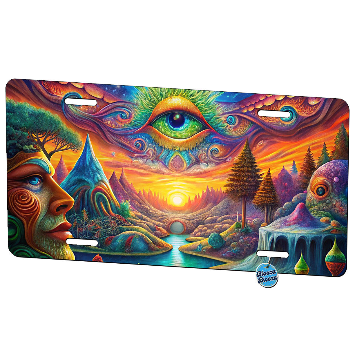 Psychedelic Trippy Artsy Design Metal Vanity Novelty Tag License Plate for Trucks Cars SUVs