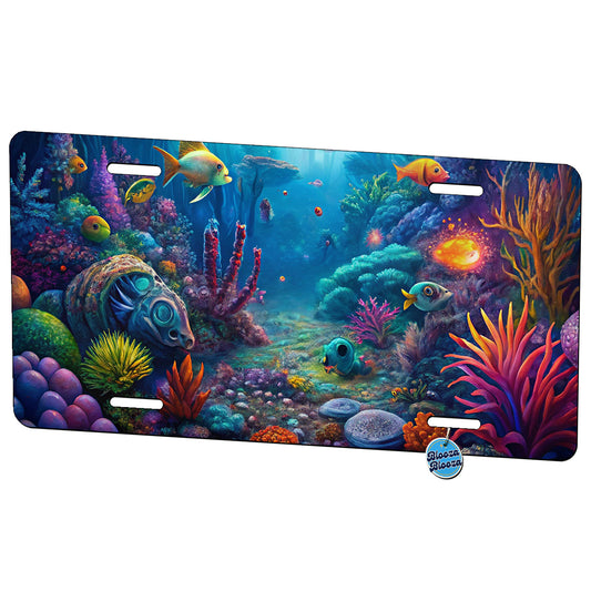 Psychedelic Underwater Ocean Scene Metal Vanity Novelty Tag License Plate for Trucks Cars SUVs
