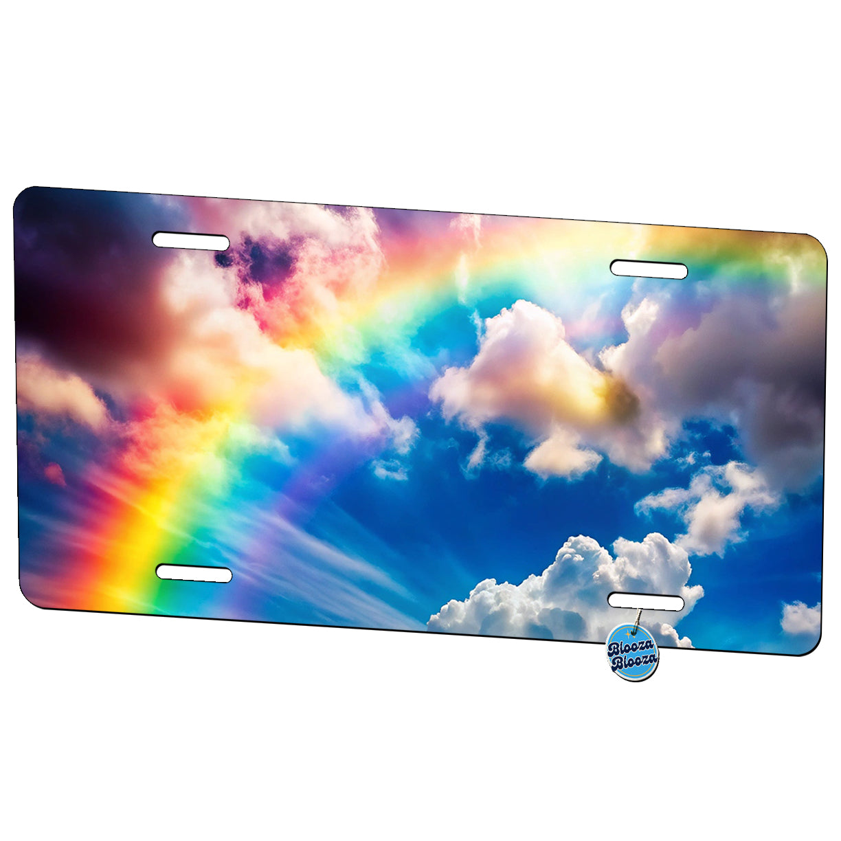 Rainbow in Cloudy Sky Metal Vanity Novelty Tag License Plate for Trucks Cars SUVs