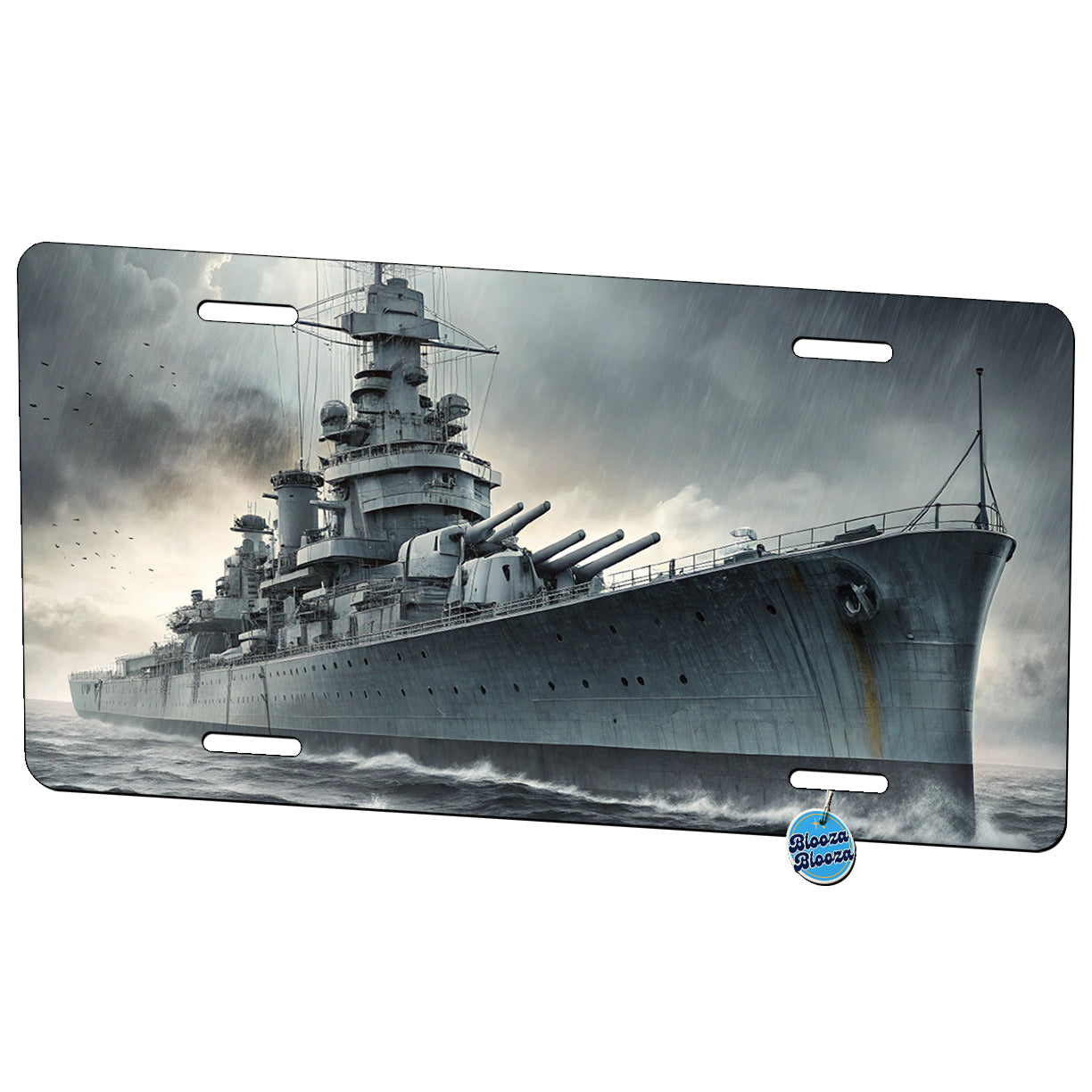 WWII Battleship At Sea Metal Vanity Novelty Tag License Plate for Trucks Cars SUVs