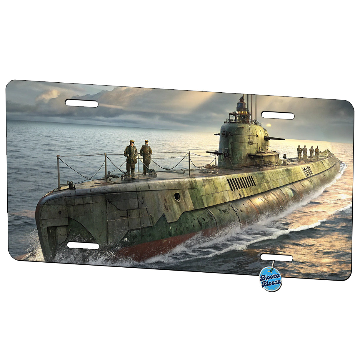 WWII Submarine Running On Surface Metal Vanity Novelty Tag License Plate for Trucks Cars SUVs