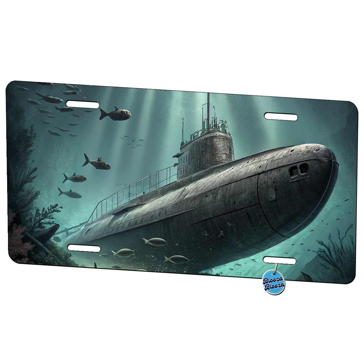 WWII Submarine Submerged Underwater Metal Vanity Novelty Tag License Plate for Trucks Cars SUVs