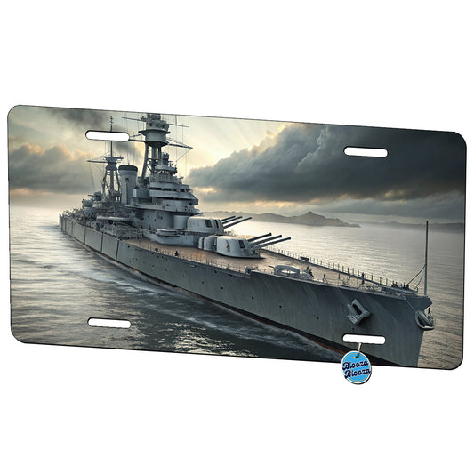 WWII US Navy Battleship At Sea Metal Vanity Novelty Tag License Plate for Trucks Cars SUVs
