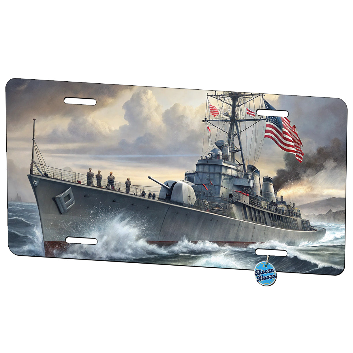 WWII US Navy Destroyer at Sea Metal Vanity Novelty Tag License Plate for Trucks Cars SUVs