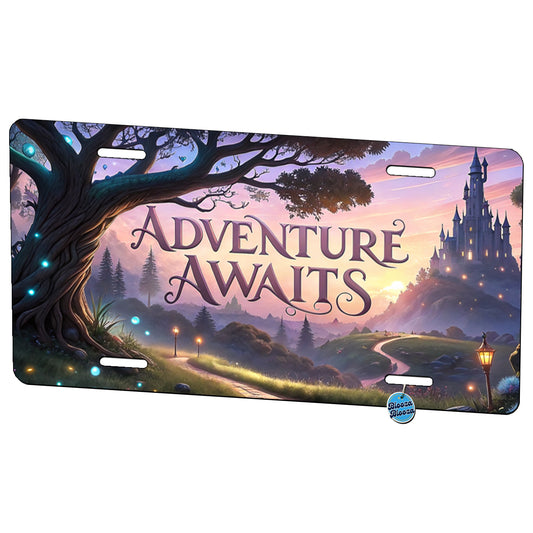 Adventure Awaits Fantasy World Metal Vanity Novelty Tag License Plate for Trucks Cars SUVs