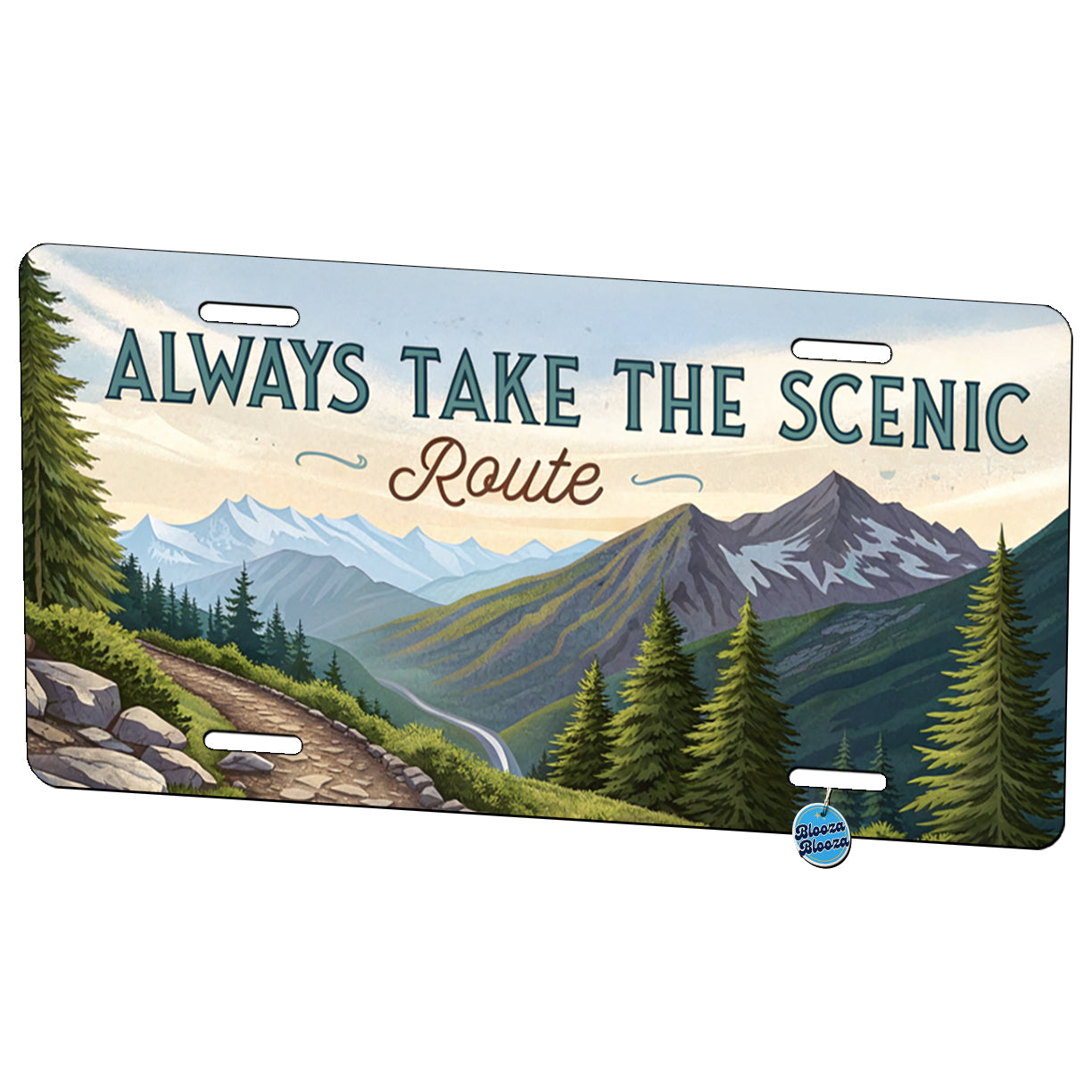 Always Take The Scenic Route Hiking Trail Metal Vanity Novelty Tag License Plate for Trucks Cars SUVs