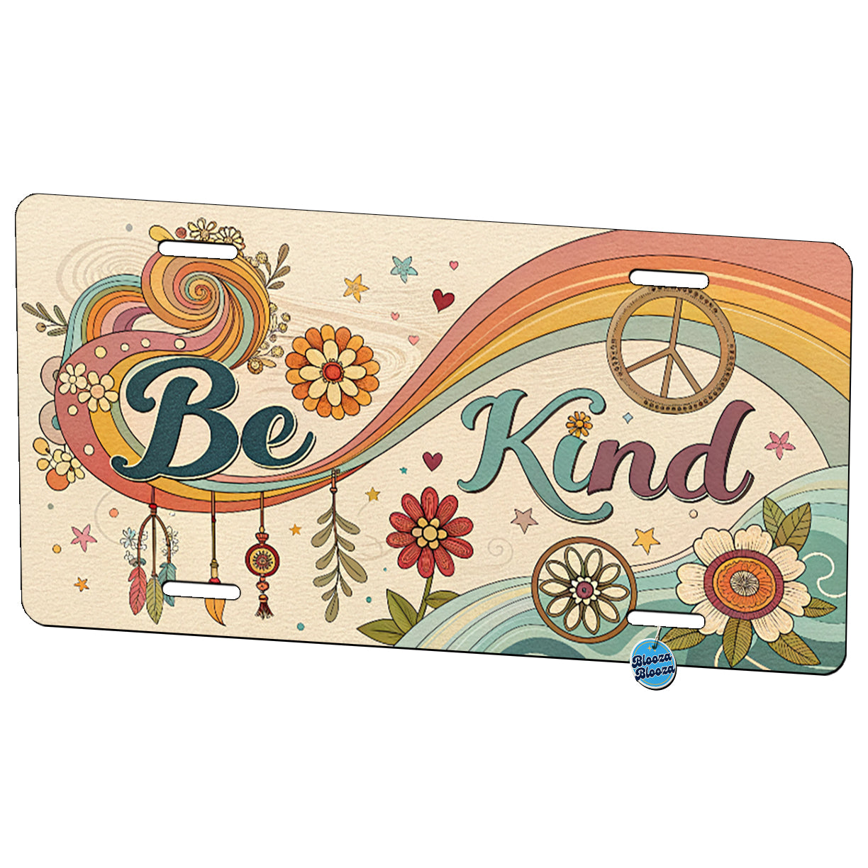Be Kind Vintage Hippie Design Metal Vanity Novelty Tag License Plate for Trucks Cars SUVs