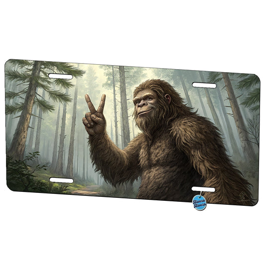 Big Foot Giving The Peace Sign Metal Vanity Novelty Tag License Plate for Trucks Cars SUVs