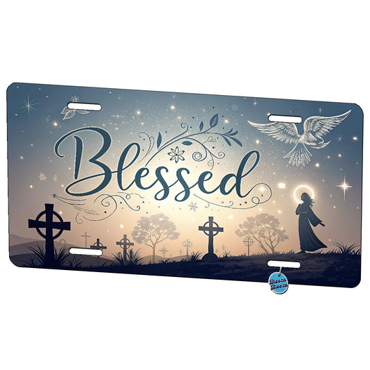 Blessed Religious Crosses Metal Vanity Novelty Tag License Plate for Trucks Cars SUVs