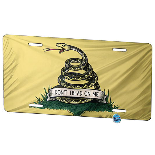 Gadsden Flag Don't Tread On Me Flag Metal Vanity Novelty Tag License Plate for Trucks Cars SUVs