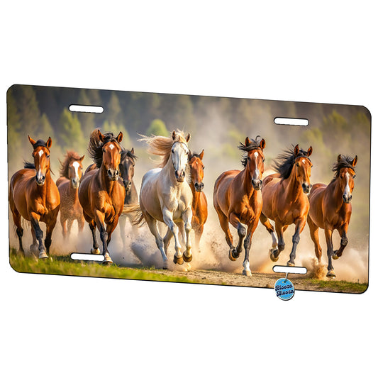 Galloping Horses on the Plain Metal Vanity Novelty Tag License Plate for Trucks Cars SUVs