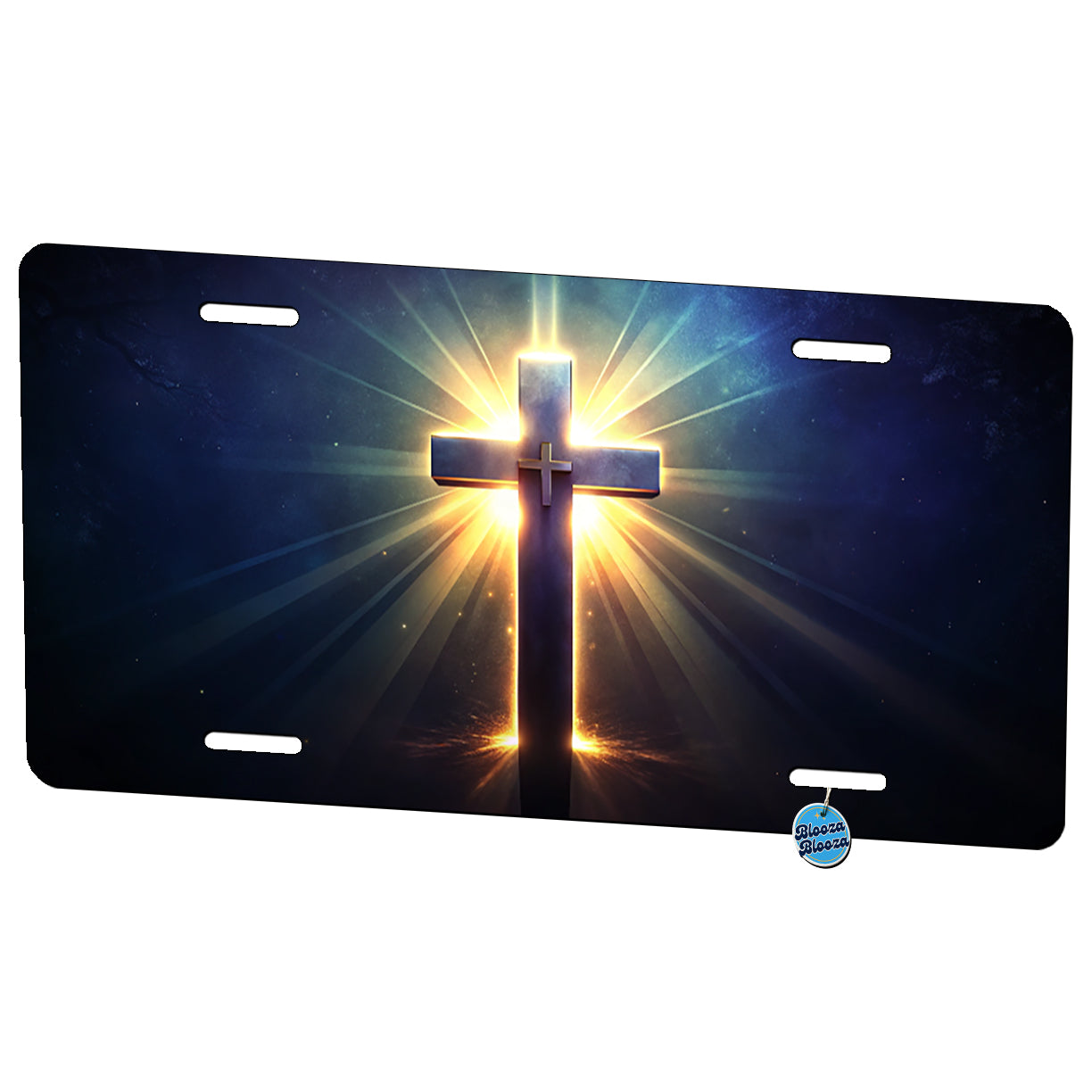 Glowing Religious Cross Metal Vanity Novelty Tag License Plate for Trucks Cars SUVs