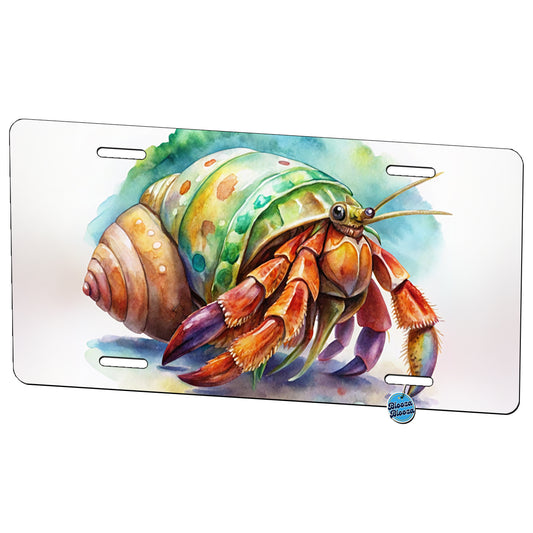 Hermit Crab Watercolor Metal Vanity Novelty Tag License Plate for Trucks Cars SUVs