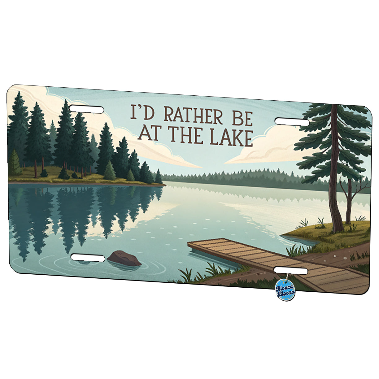 I'd Rather Be At The Lake Metal Vanity Novelty Tag License Plate for Trucks Cars SUVs