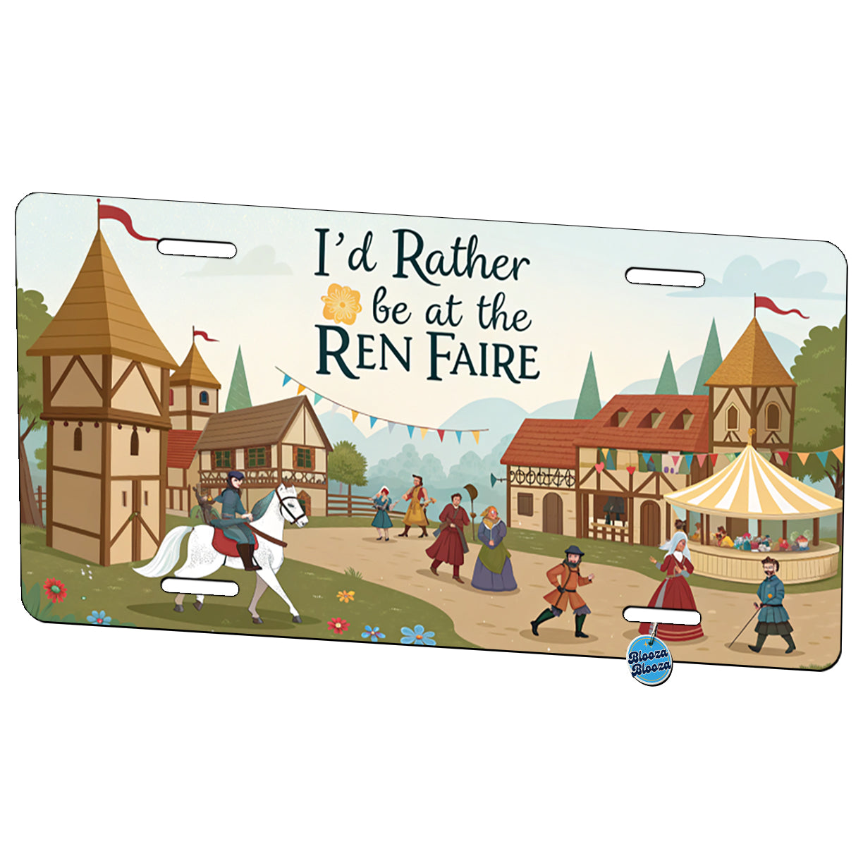 I'd Rather Be At The Ren Faire Medieval Renaissance Festival Metal Vanity Novelty Tag License Plate for Trucks Cars SUVs
