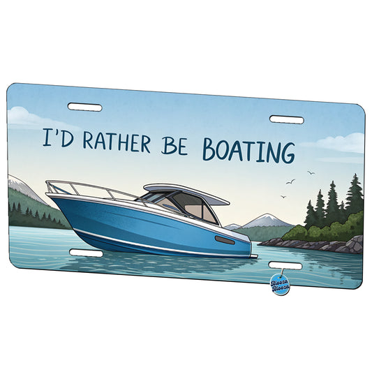 I'd Rather Be Boating Metal Vanity Novelty Tag License Plate for Trucks Cars SUVs