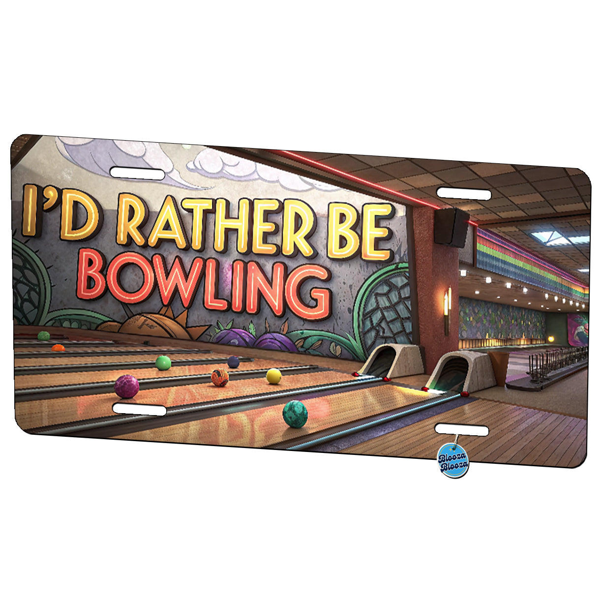 I'd Rather Be Bowling Alley Metal Vanity Novelty Tag License Plate for Trucks Cars SUVs