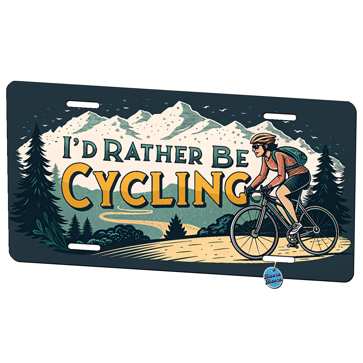 I'd Rather Be Cycling Road Mountain Bike Metal Vanity Novelty Tag License Plate for Trucks Cars SUVs