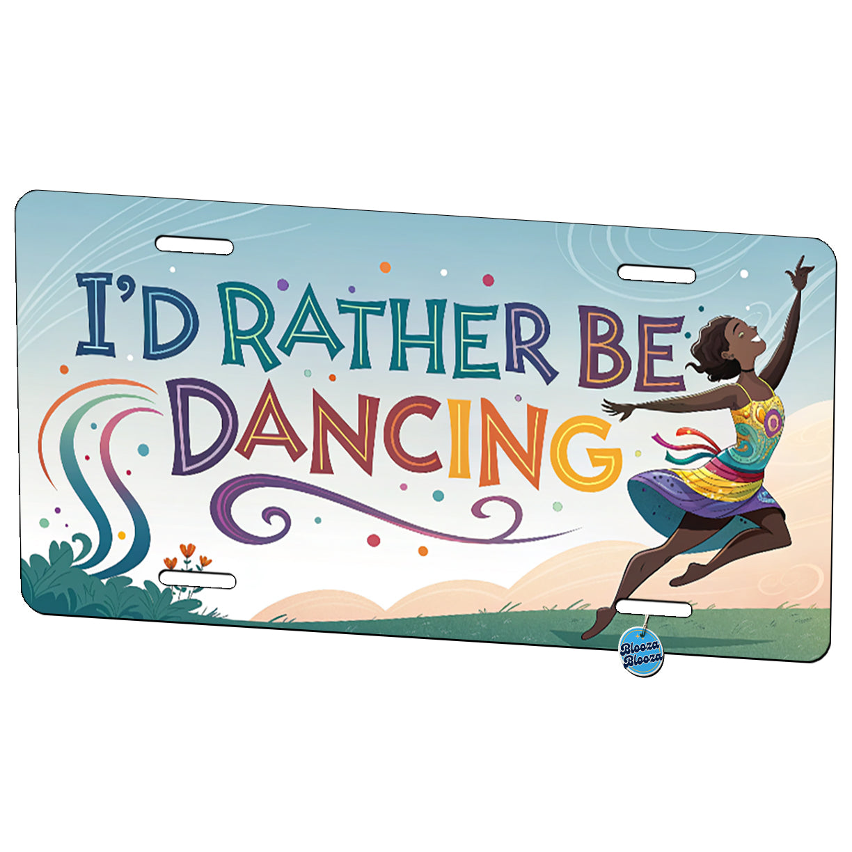 I'd Rather Be Dancing Dance Rainbow Metal Vanity Novelty Tag License Plate for Trucks Cars SUVs